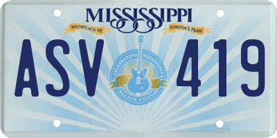 MS license plate ASV419