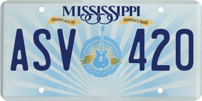 MS license plate ASV420