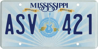 MS license plate ASV421
