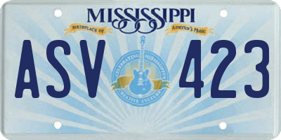 MS license plate ASV423