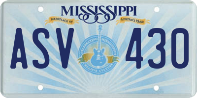 MS license plate ASV430