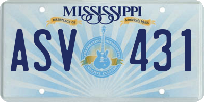 MS license plate ASV431