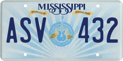 MS license plate ASV432