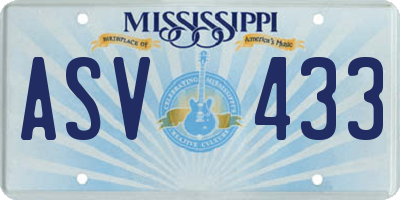 MS license plate ASV433