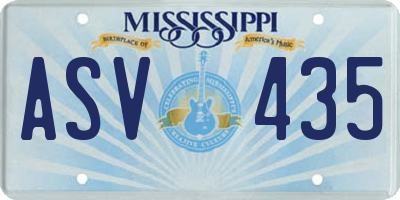 MS license plate ASV435