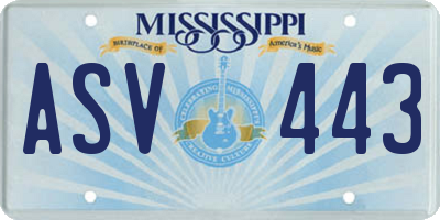 MS license plate ASV443