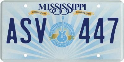 MS license plate ASV447