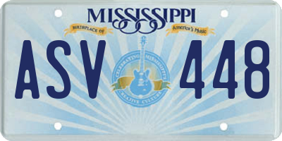 MS license plate ASV448