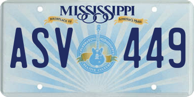 MS license plate ASV449