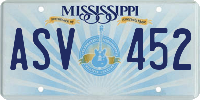 MS license plate ASV452