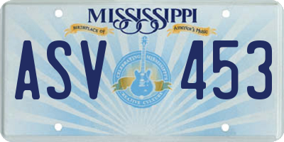 MS license plate ASV453