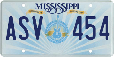 MS license plate ASV454