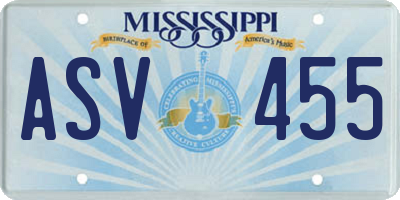 MS license plate ASV455