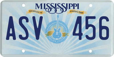 MS license plate ASV456