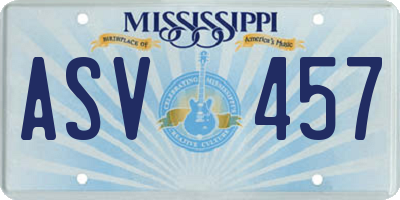MS license plate ASV457