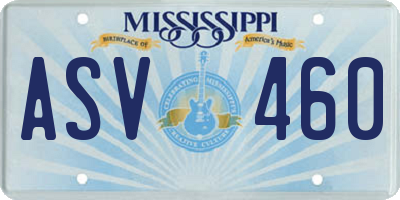 MS license plate ASV460