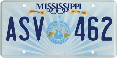 MS license plate ASV462