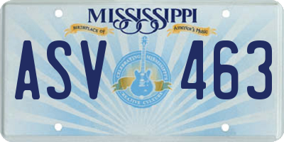 MS license plate ASV463