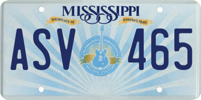 MS license plate ASV465