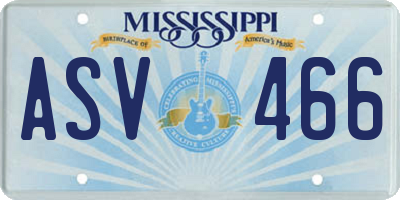 MS license plate ASV466