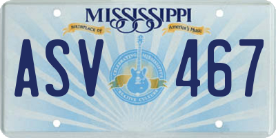 MS license plate ASV467