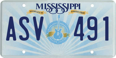 MS license plate ASV491