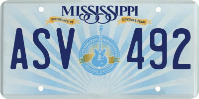 MS license plate ASV492