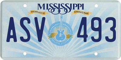 MS license plate ASV493