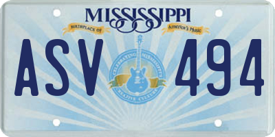 MS license plate ASV494