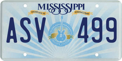MS license plate ASV499