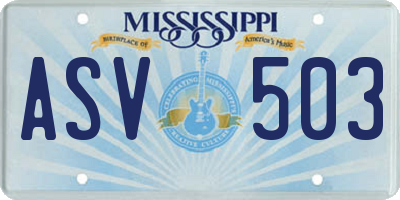 MS license plate ASV503