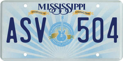 MS license plate ASV504