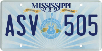 MS license plate ASV505