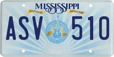 MS license plate ASV510