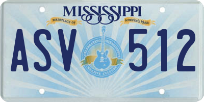 MS license plate ASV512