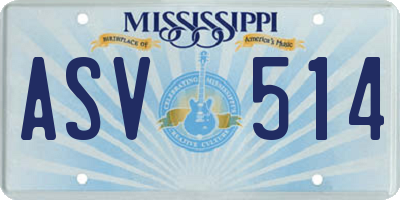 MS license plate ASV514