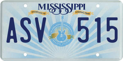 MS license plate ASV515