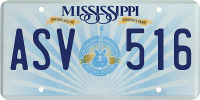 MS license plate ASV516
