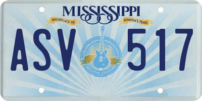 MS license plate ASV517
