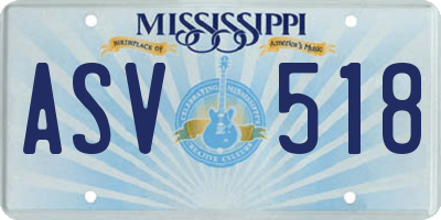 MS license plate ASV518