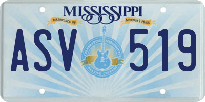MS license plate ASV519
