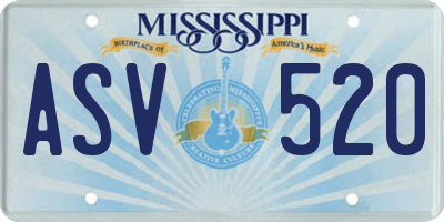 MS license plate ASV520
