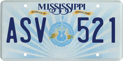 MS license plate ASV521