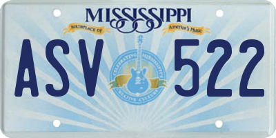 MS license plate ASV522