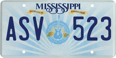 MS license plate ASV523