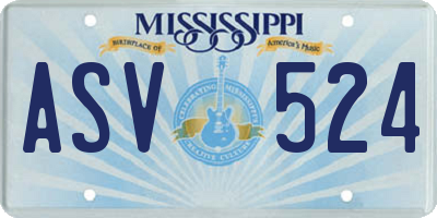 MS license plate ASV524