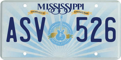 MS license plate ASV526