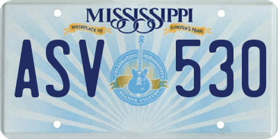MS license plate ASV530