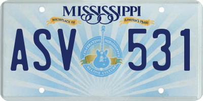 MS license plate ASV531