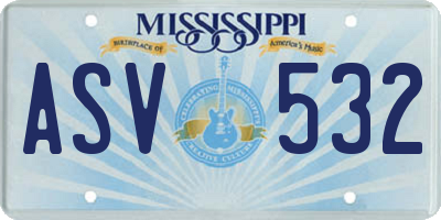 MS license plate ASV532